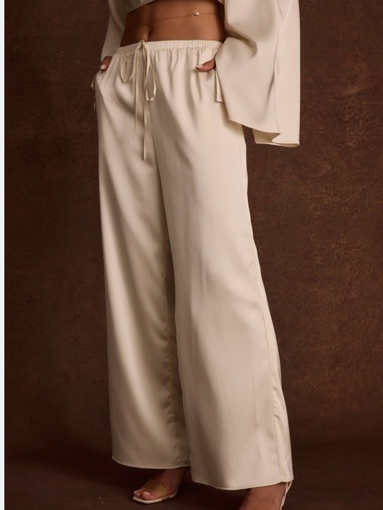 12th Tribe Pants - 12th tribe cream satin pants